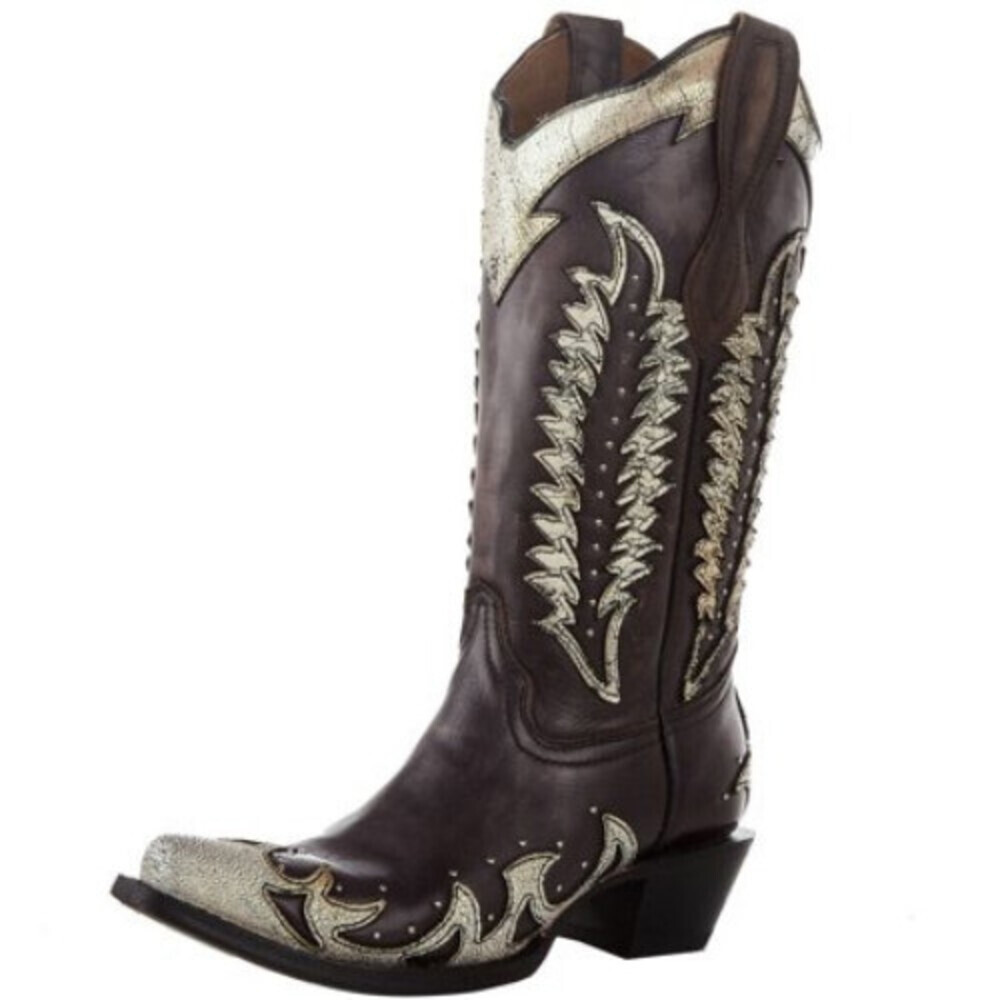 Circle G Boots Women's 7.5 Black Leather Embroidered Snip Toe Western JOBB1924
